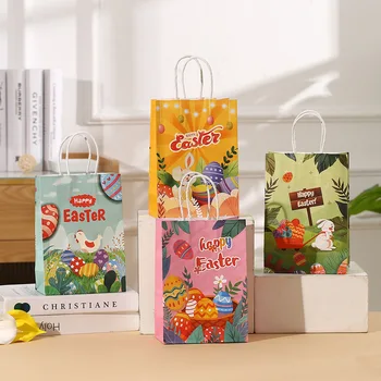 10 vnt Zuikis Triušis Popierinis maišelis Animacinis filmas Dovanų krepšys laimingam Velykų vakarėliui Dekoracijos Vaikų dovanų sausainiai Pakavimo maišeliai