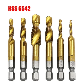 1/6vnt metrinių sriegių gręžtuvų rinkinys HSS 6542 M3 M4 M5 M6 M8 M10 šešiakampių sraigtinių grąžtų antgalių rinkinys plieniniam metalui