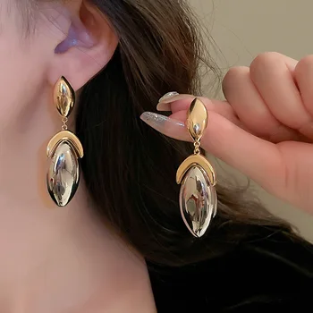 Ovalo formos metaliniai pakabuko auskarai europietiško amerikietiško stiliaus personalizuoti mados smeigtukų auskarai Ponios merginos Kelionės Vestuvių aksesuarai