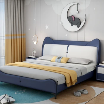 Berniukai Šiuolaikinės vaikų lovos Paprastumas Mergaitė Princesė Lengva prabangi viengulė minkšta vaikiška lova Cama Infantil miegamojo baldai QF50TC