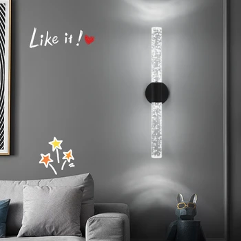 Nordic Simplicity Indoor LED Crystal Wall Lamp Advanced Luxury Gold Black Acrylic Wall Light for Villa Hotel namų apšvietimas