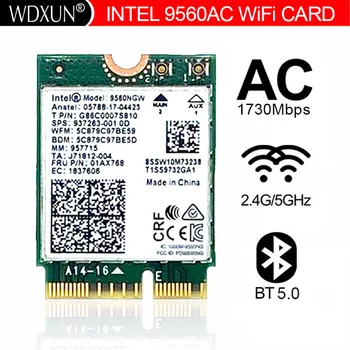 WDXUN Nauja dviejų juostų belaidė AC 9560 9560ac ac9560, skirta Intel 9560ngw 802.11ac 2.4G / 5G 2x2 Wi-Fi Card Bluetooth 5.0 NGFF /M.2