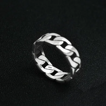Grynas sidabras 925 Tailando sidabro mylėtojų pora žiedų juosta Retro pynimo pynė kryžminė grandinėlė S925 žiedų juostos papuošalai