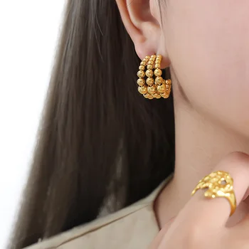 Nauji klasikinio dizaino nerūdijančio plieno paauksuoti auskarai moterims Prabangūs papuošalų komplektai aksesuarai mergaitėms dovanos