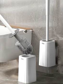 Baltas plastikinis tualeto šepetys Nėra negyvo kampo Vonios kambario sieninis tualeto šepetėlių laikiklis Skalbimo įrankiai Švarios aparatūros tobulinimas