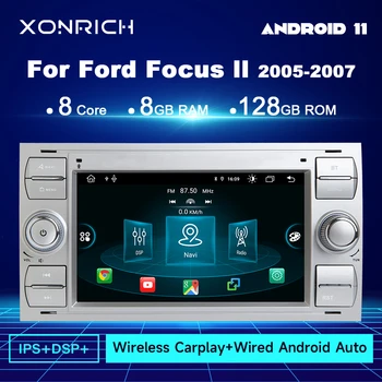 8+128GB Android 12 automobilinis multimedijos grotuvas, skirtas Ford Focus 2 Ford Fiesta Mondeo 4 C-max S-Max Fusion Transit Kuga Wireless Carplay