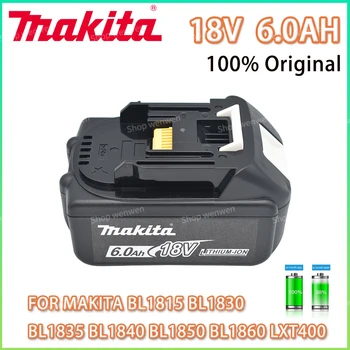 18V 6.0Ah Makita Original su LED ličio jonų pakeitimu LXT BL1860B BL1860 BL1850 Makita įkraunama elektrinio įrankio baterija 6AH