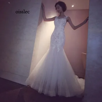 Oisslec nuotakos suknelės nėrinių aplikacija Pamergės suknelė Uždengtas mygtukas Prom suknelė Tailing Prabangi vakarinė suknelė Vakarinė suknelė Vakarinė suknelė Pritaikyti