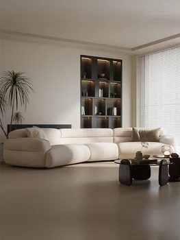 prancūziška sofa svetainė mažas butas mada moderni paprasta aukštos klasės lenkta dizainerio audinio sofa