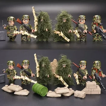 WW2 Karinės specialiosios pajėgos Šiuolaikinis kareivio Ghillie kostiumas SWAT miesto karai Ginklai Figūrėlės Statybiniai blokai Mini žaislai Kalėdinės dovanos
