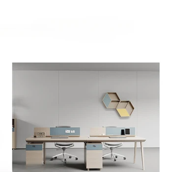Kūrybinis stalo ir kėdės derinys, paprastas modernus biuro personalas, 2/4/6 keturvietis personalo kortelių lizdas, industrinis stilius