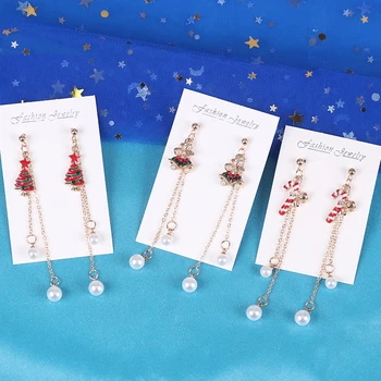 Pasidaryk pats mados moteriški auskarai Lady Girl Kalėdų eglutės žvaigždės Perlų pakabukas Korėjietiški auskarai Saldūs papuošalai Dovanų dropshipping 2021