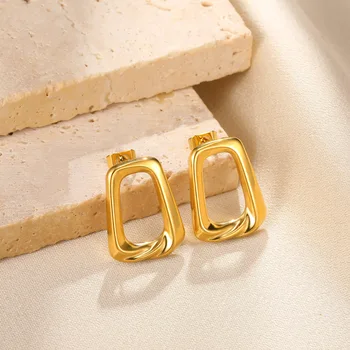 Vintažiniai kvadratiniai auskarai moterims Aukso spalva Nerūdijantis plienas Netaisyklingi geometriniai auskarai Korėjos mados papuošalų vakarėlio dovana