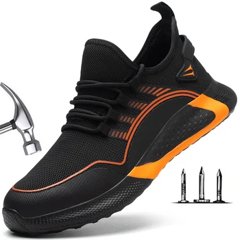 NAUJI lengvi darbo saugos batai žmogui kvėpuojantys sportiniai saugos batai Darbo batai Anti-Smashing Anti-iercing Atsparus dilimui
