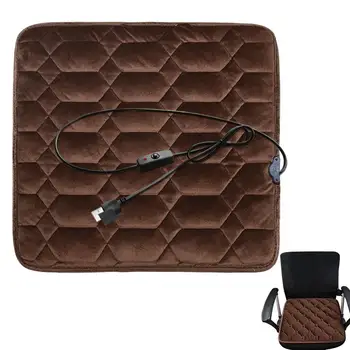 Šildoma sėdynės pagalvėlė automobilio USB patogiam automobilinės kėdutės kilimėliui USB maitinamas nešiojamas minkštas biuro kėdės šildymo kilimėlis, kad būtų šilta