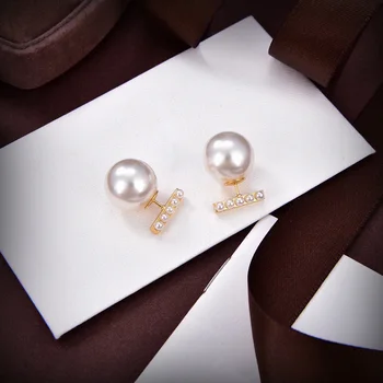 Minimalistiniai vintažiniai perlų auskarai Papuošalai moterims