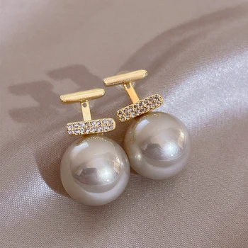 Naujas atvykimas Perlų smeigtuko imitacija auskarai moterims Prabangūs putojantys CZ akmens krištolo auskarai Mada Vestuvių papuošalų vakarėlio dovana