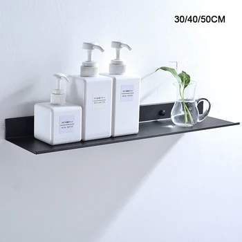 Vonios kambario lentyna be perforavimo aliuminis juodas sieninis sieninis kvadratinis šampūnas lentyna kosmetikos lentynos virtuvės daiktadėžės laikiklis