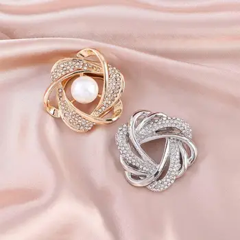 Madinga geometrinė perlinė Kalnų krištolo žiedo skara Žiedas Korėjietiško stiliaus sagės smeigtukai Skara Segtukas Moteriškas šalikas Sagtis