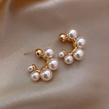 Elegantiški įžymybių metalo korėjietiški perlų auskarai moterų mados papuošalams 2023 m Nauji prabangūs vestuvių vakarėlio merginos neįprasti auskarai