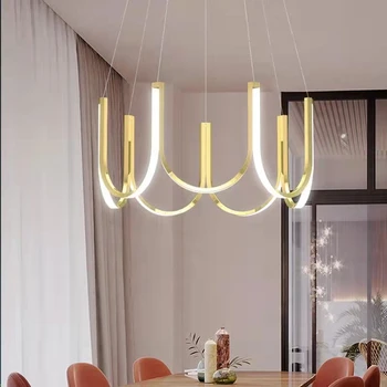 Modernūs juodo aukso balti šviestuvai svetainės valgomajam U formos LED pakabinami šviestuvai Prabangūs namų dekoro pakabinami šviestuvai
