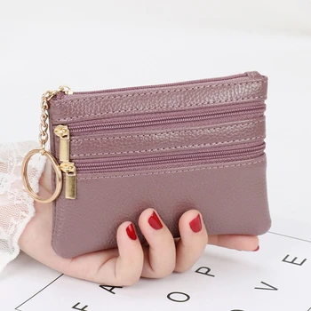 Fashion Women PU odinių monetų kortelių piniginė raktų pakabukui maža monetų piniginė užtrauktuku užtrauktuku kišeninis keitimo krepšys