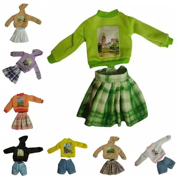 1 Komplektas 30cm Lėlių Drabužiai Drabužiai Drabužiai Žaislai Mada Laisvalaikio lėlių drabužiai Žali marškiniai Sijonas Kostiumas Lėlė Suknelė Kalėdų dovana