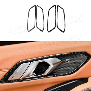 Anglies pluoštas Automobilio durelių vidinės rankenos Dubens apdailos rėmo dangtelio lipdukai BMW G20 G28 2019 2020 automobilių aksesuarai