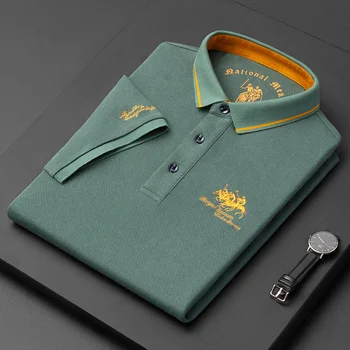 Nauji siuvinėti polo marškinėliai Vyriški aukščiausios klasės prabangūs 
