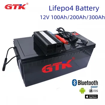 GTK Lifepo4 12V 100Ah 200Ah 300Ah ličio baterija BMS 4S inverteriui lauke EV RV bekelės saulės energijos kaupimas MPPT