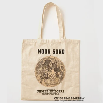 Phoebe Bridgers Moon Song Tote Bag Girls Pacakge Rankinis Moterų ekologiškas daugkartinio naudojimo pečių pirkėjų krepšiai Bolsas De Tela