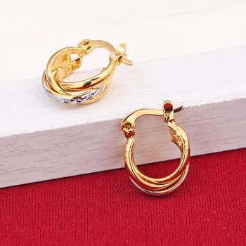 Europos ir Amerikos mados stiliaus 24k aukso spalvos auskarai moterims didmeninė prekyba dviejų spalvų auskarais