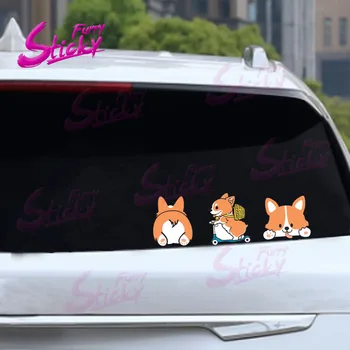 Furry Sticky Funny Corgi Ass elektrinis dviračio lipdukų rinkinys Anime automobilio lipdukas Automobilių aksesuarai šalmo bagažinės nešiojamojo kompiuterio lipdukas