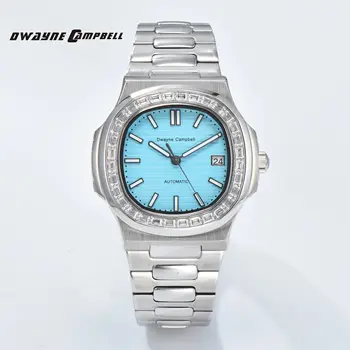 DWAYNE CAMPBELL Classic Vyriškas automatinis laikrodis Deimantinis rėmelis Nerūdijantis plienas Vandeniui atsparus safyro stiklas Šviečiantis laikrodis Vyriška dovana