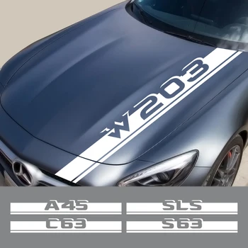 Automobilio gaubto lipdukas Mercedes Benz W124 W203 W204 A35 A45 C43 C63 CL CLA35 E63 S63 SLS Auto priedai Vinilo plėvelės variklio dangčio lipdukas