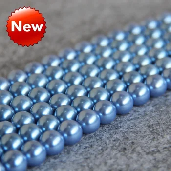 10mm apvalus šviesiai mėlynas apvalkalas perlas palaidi karoliukai 