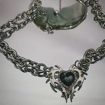 Y2K Niche Ins Gothic Love Sickle Chain Titanium Steel Necklace Advanced Stainless Shower Wearable