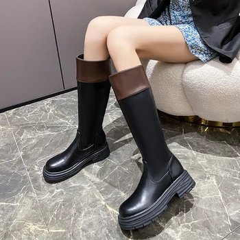 plius dydis 44 moteriški batai 2023 m. Korėjos mados moteriški kelių batai Neperšlampami storo dugno batai Paprasti universalūs žieminiai moteriški batai