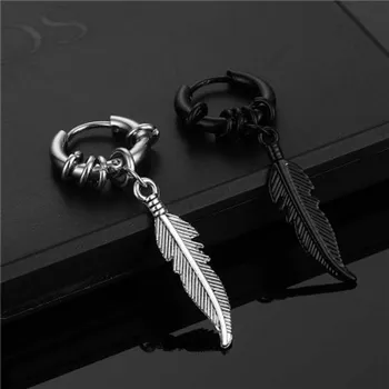 Populiarios Korėjos vyrų moterų dovanos nerūdijančio plieno kryžiaus smeigės auskarai plunksnų lankelis auskarai Madingi papuošalai