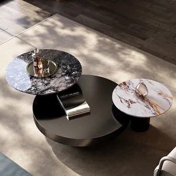 Maxky Itališkas roko plokštės dydžio arbatos stalas Derinys Lengva prabangi svetainė Didelio masto pažangus minimalistinis apvalus stalas
