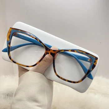 Patchwork Kompiuterinių akinių rėmelis moterims Mada Anti Blue Light Akiniai Moterys Cat Eye Clear Lens Akiniai Klasikiniai akiniai