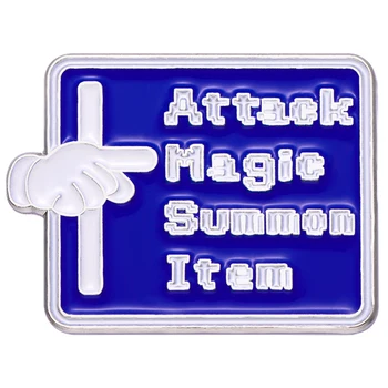 Attack Magic Summon Item Ennamel Pins Blue Rectangle Game Sagėlė Atlapai Ženkliukai Papuošalų dovana vaikams Draugams