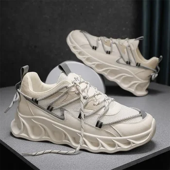 Rudens vyriški batai 2023 Nauji laisvalaikio odiniai batai Vyriški balti batai Kvėpuojantys laisvalaikio plokšti batai Madingi sportiniai bateliai