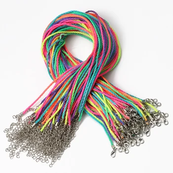 10vnt 3 Shares Twisted Cotton Silk Chain Pasidaryk pats moterų vėrinys Pakabukas Reguliuojama pinta virvė su omarų užsegimu Virvelė 1.5mm