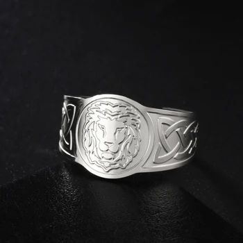 My Shape Liūto žiedai vyrams Punk Celtics Knot Animals Keičiamo dydžio nerūdijančio plieno piršto žiedas Šiaurės šalių vintažiniai papuošalai Amuleto dovanos