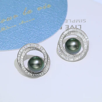 MeiBaPJ Prabangus 925 sidabro natūralus juodas gėlavandenis perlas Fashion Screw Stud auskarai Puikūs vestuvių papuošalai moterims