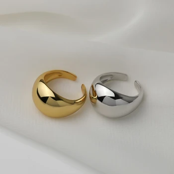 ANENJERY sidabro spalvos žiedas moterims Vyrai Lygus geometrinis piršto žiedas Reguliuojamas vakarėlių papuošalų didmeninė prekyba