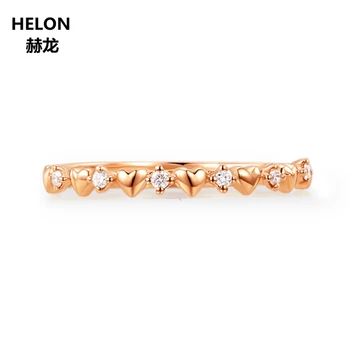 Solid 14k Rose Gold Natural Diamonds Ring Engagement Wwedding Ring for Women Heart Fine Jewelry