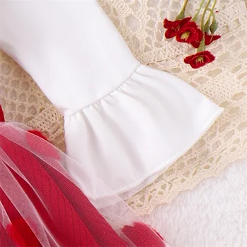 Baby Girl Valentino dienos apranga Širdies raukinys ilgomis rankovėmis Romper Pakabos suknelė Valentino dienos drabužiai