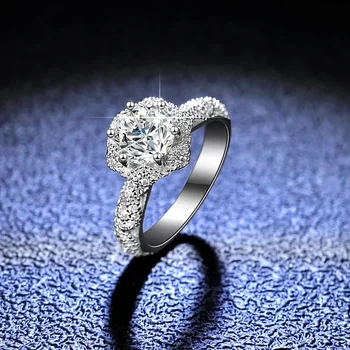 Moterų prabanga 18K Balto aukso amžinas vestuvinis žiedas Tikras GRA VVS 1 karatų Moissanite deimantinis žiedas Puikūs papuošalų nuotakos aksesuarai